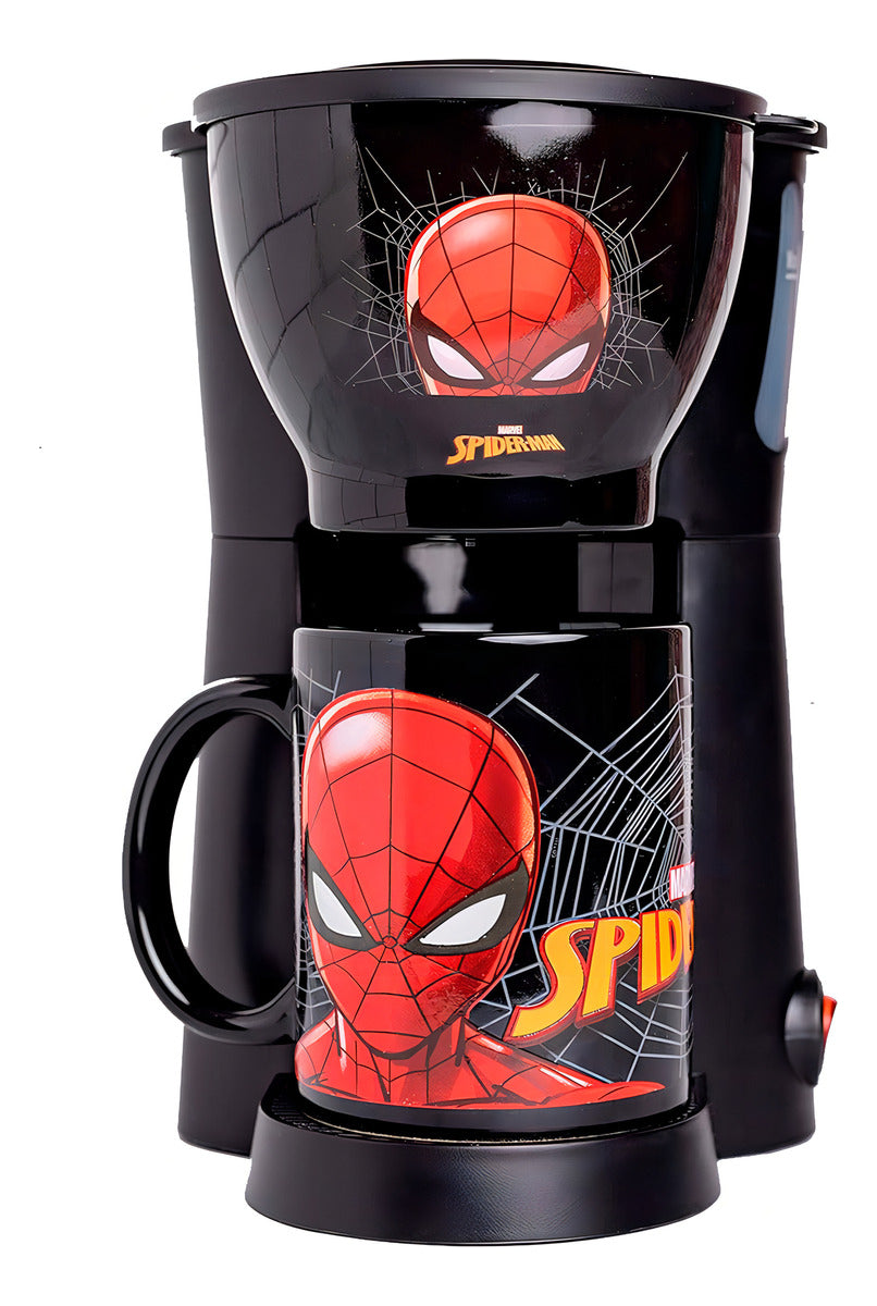 Uncanny Brands Spider-man Cafetera Con Taza Individual