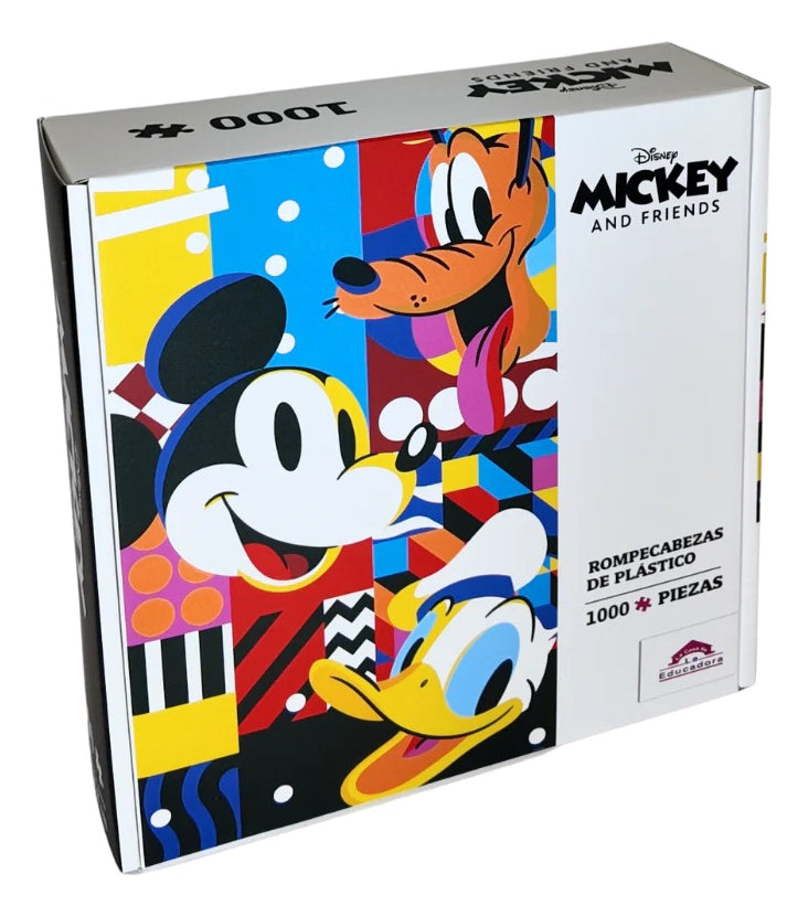 Rompecabezas Mickey, Donald Y Pluto 1000 Pzs De Plástico