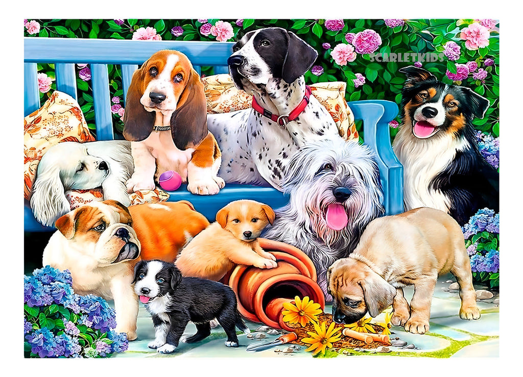 Puzzle Rompecabezas 1000 Piezas Trefl Perros En El Jardin Sk