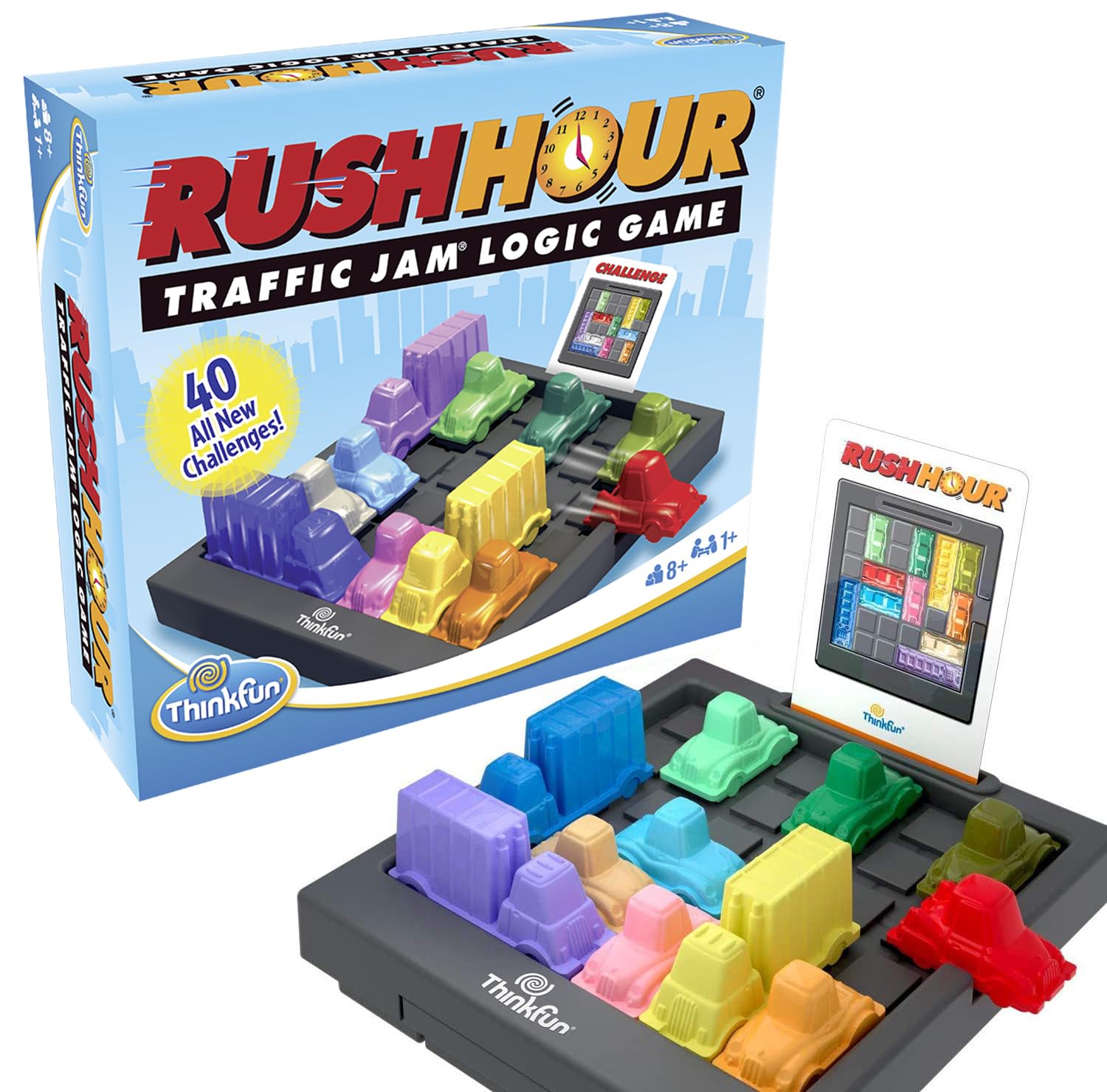 Juego de Mesa de Lógica Rush Hour | Ravensburger ThinkFun | Desafío de Tráfico con 40 Retos | Versión en Español para Niños y Adultos | Entrena tu Mente
