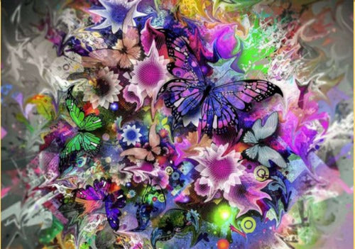 Flores Y Mariposas Moradas Rompecabezas 1000 Piezas Ricordi
