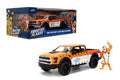 Jada 2017 Ford F150 Raptor Truck con Kellogg's Frosted Flakes Tony The Tiger Die-Cast Carwith Figura, Coleccionable 1:24, Puertas de Apertura, neumáticos de Goma a Partir de 8 años (Naranja/Blanco)