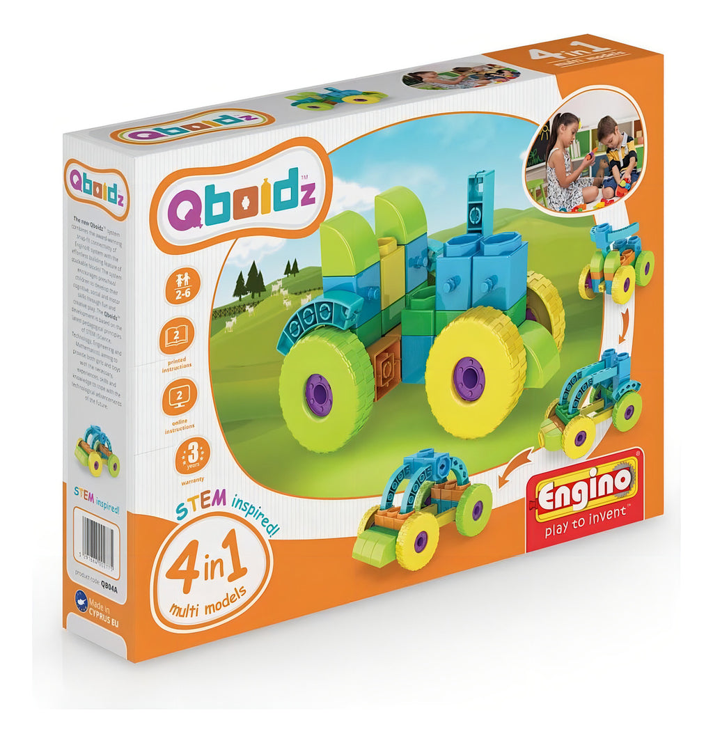 Engino Qboidz Set De Bloques 4 En 1 Tractor 35 Piezas Modelo Qb04a