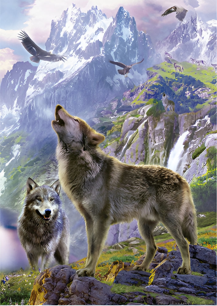 Puzzle Rompecabeza 500 Piezas Lobos En Las Rocas Educa
