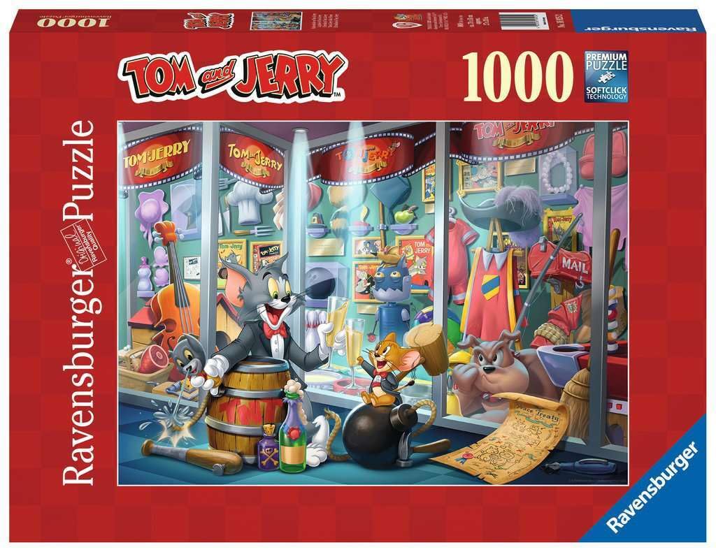 Ravensburger Tom & Jerry: Rompecabezas de 1000 piezas para adultos - 16925 - Cada pieza es única, la tecnología Softclick significa que las piezas se ajustan perfectamente