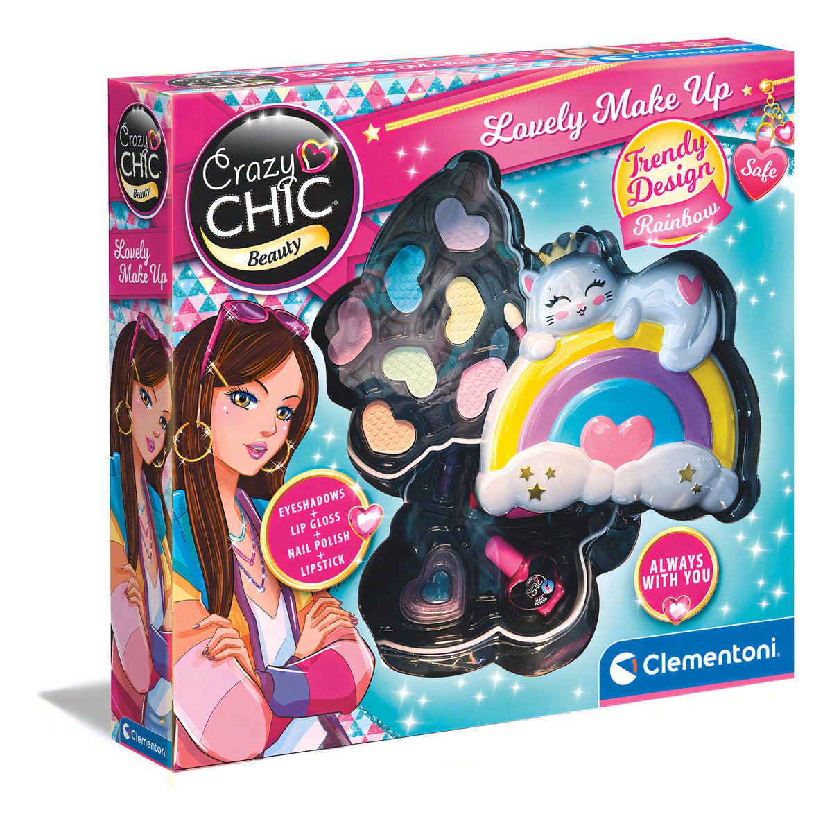 Maquillaje Infantil Cofre Arcoiris Lip Crazy Chic Clementoni