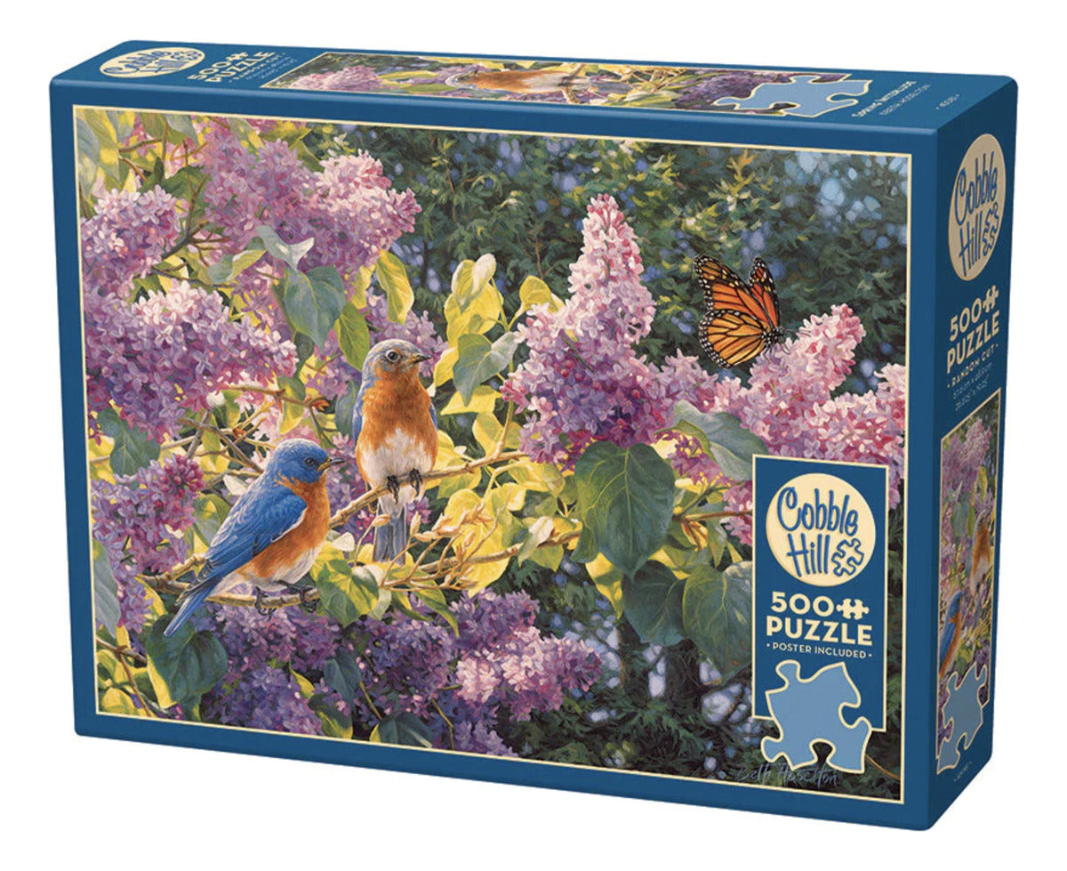Rompecabezas Pajaros Entre Flores 500 Piezas Cobble Hill Naturaleza Mariposa Monarca Arte Beth Hoselton