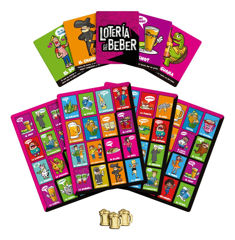 Kit Fiesta: Juego Lotería Del Beber + Ruleta Del Beber Español + Drinkopoly 45 Retos Atrevidos