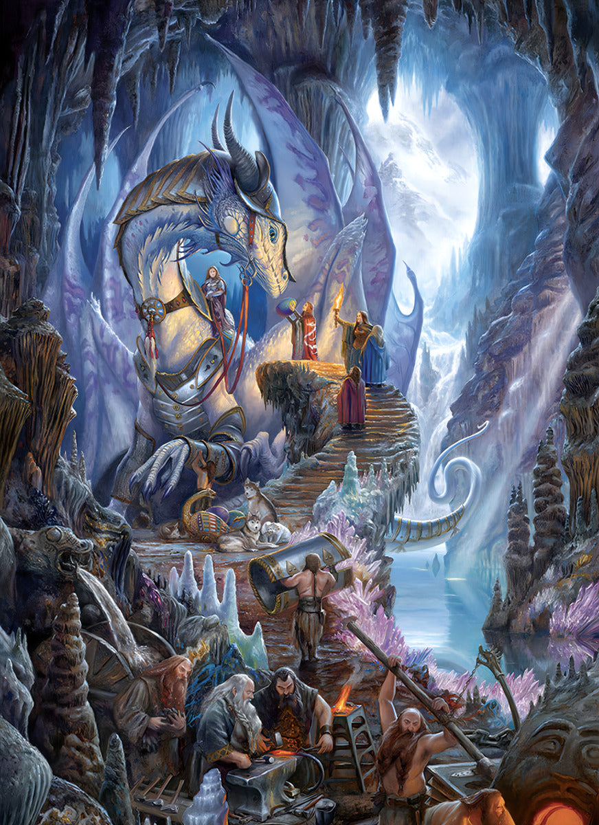 Rompecabezas La Cueva Del Dragon Azul 1000 Pz Cobble Hill Fantasia Magic Blue Dragon