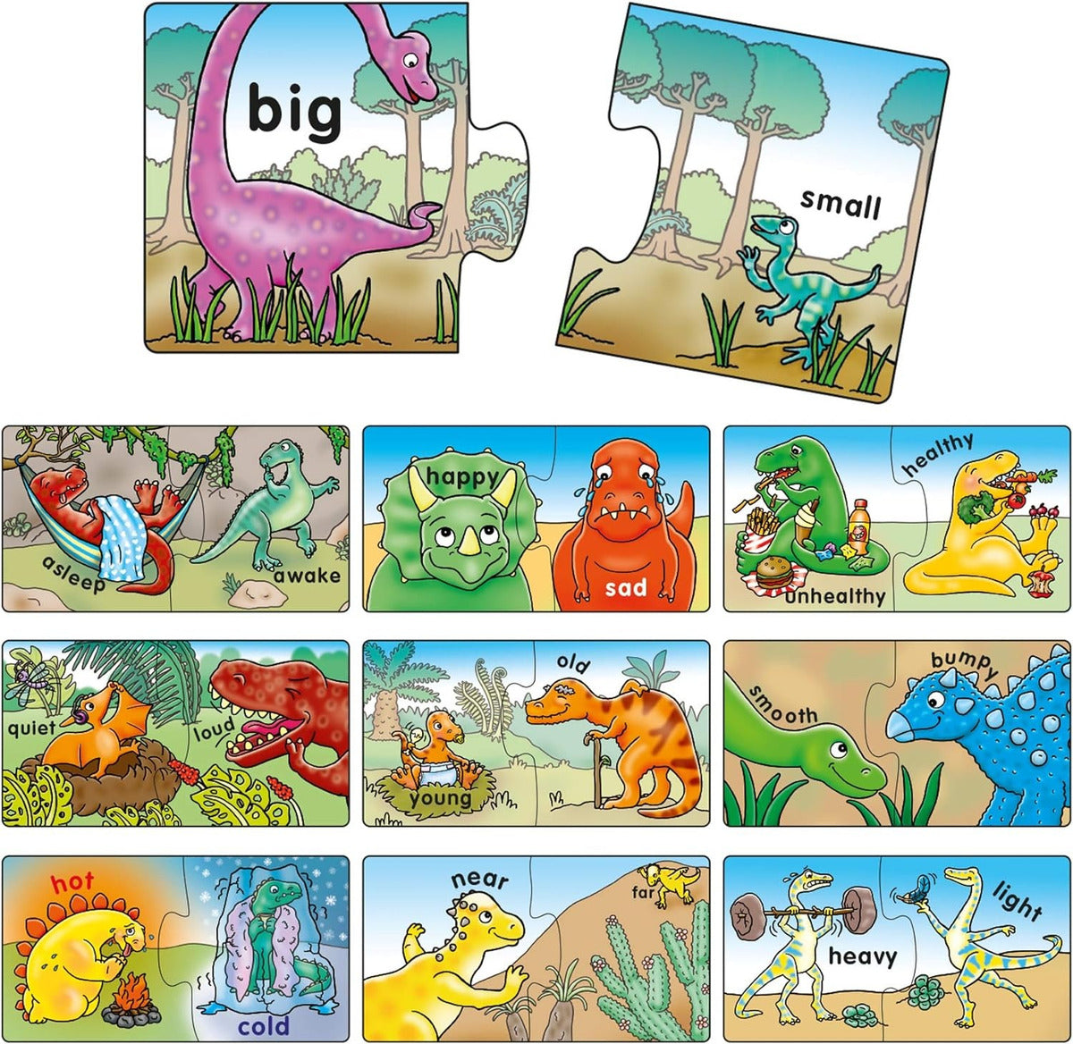 Rompecabezas Educativo Dinosaur Opposites Orchard Toys 20 Pz