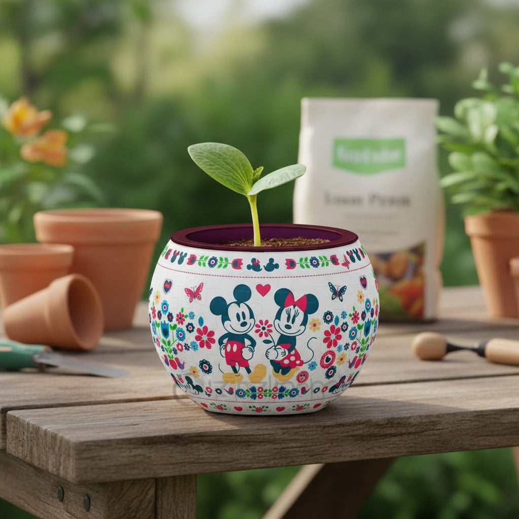 Rompecabezas 3d Maceta Mickey Y Minnie 80 Piezas De Plástico