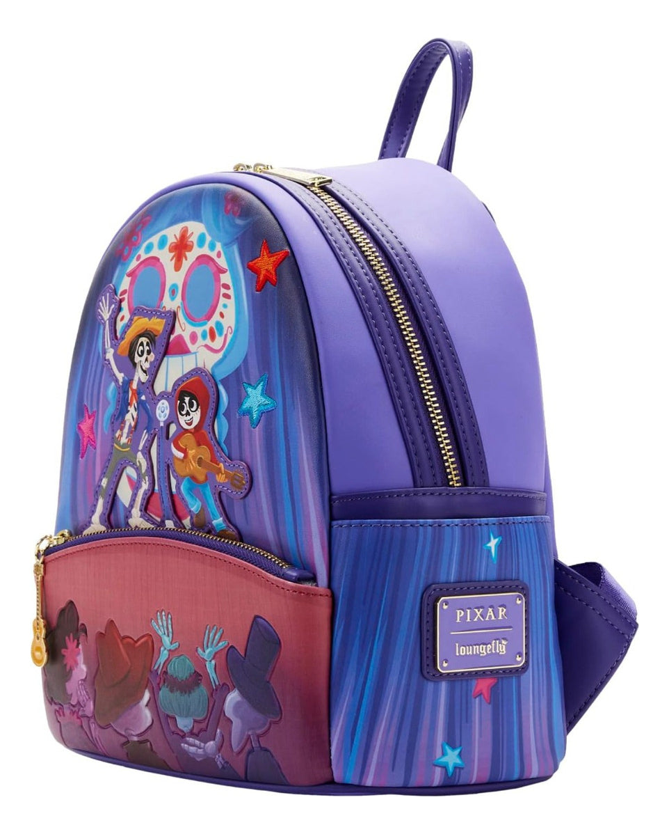 Mochila Loungefly Disney Coco Miguel Y Héctor Violeta Oscuro 10l