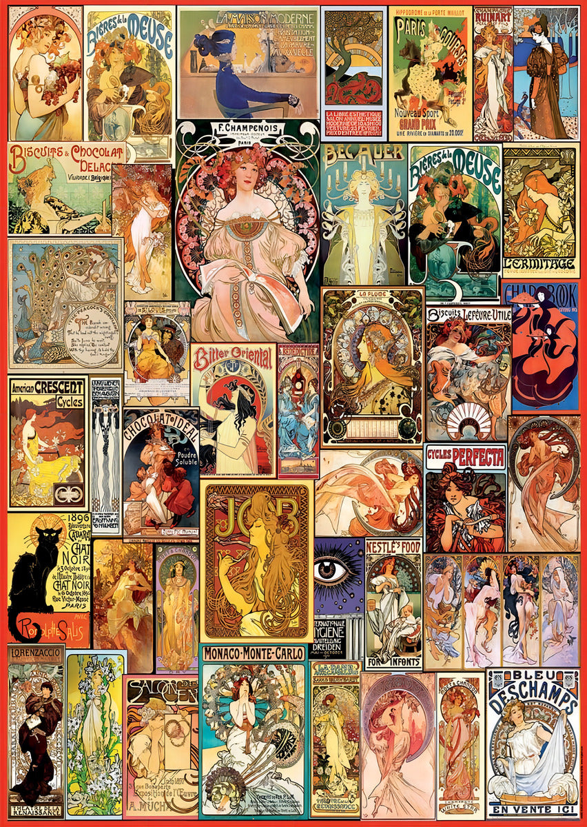 Rompecabezas 1000pz Collage De Carteles Art Nouveau