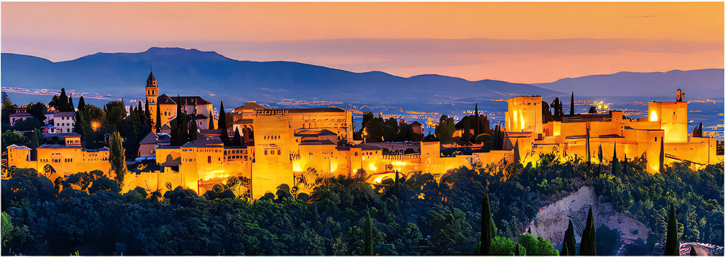 Rompecabezas Educa 1000 Piezas Panorámico Alhambra Granada Con Pegamento