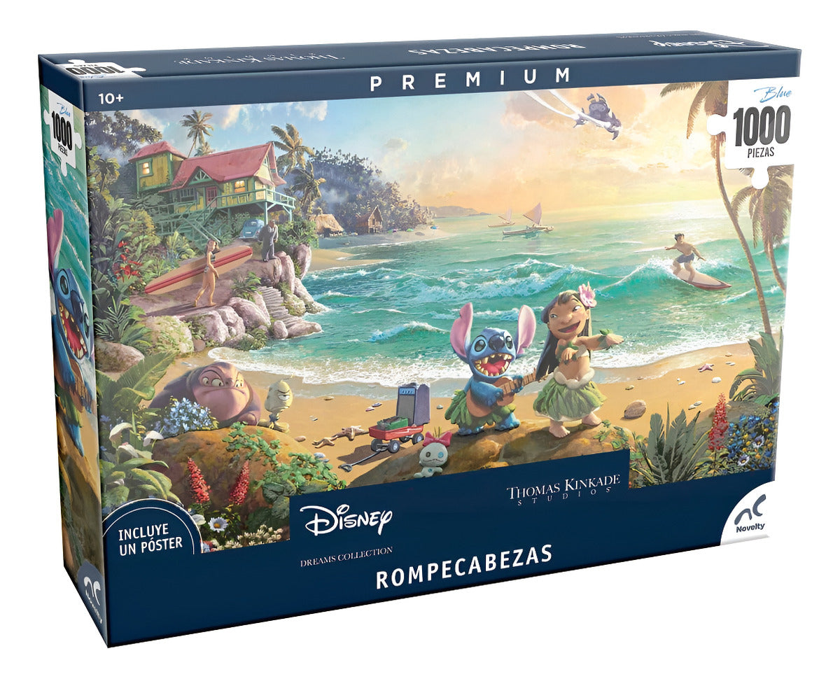 Kit Lilo & Stitch: Figuras Metalfigs 2 1/2 Pulgadas + Rompecabezas 1000 Pzs Thomas Kinkade Premium