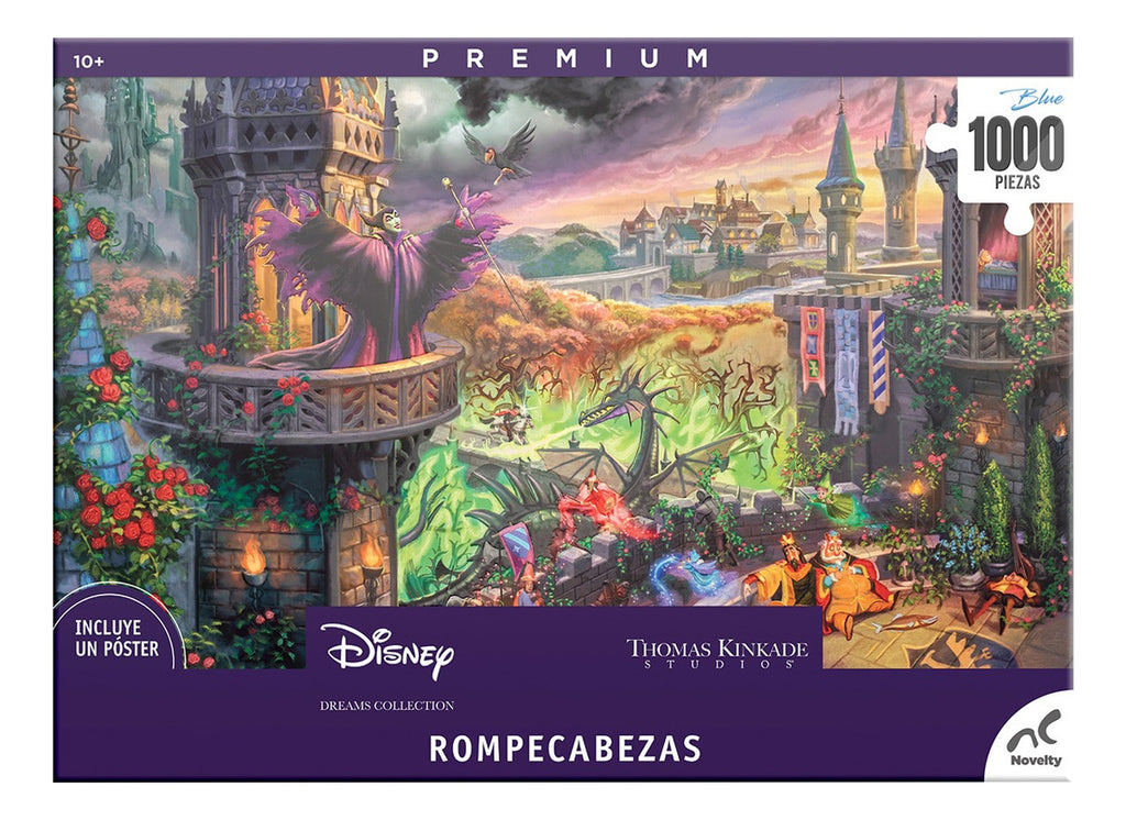 Rompecabezas Disney Villanos & Princesas 1000 Piezas Premium  Ilustración Thomas Kinkade, Póster Incluido, Perfecto Para Coleccionistas Y Regalo