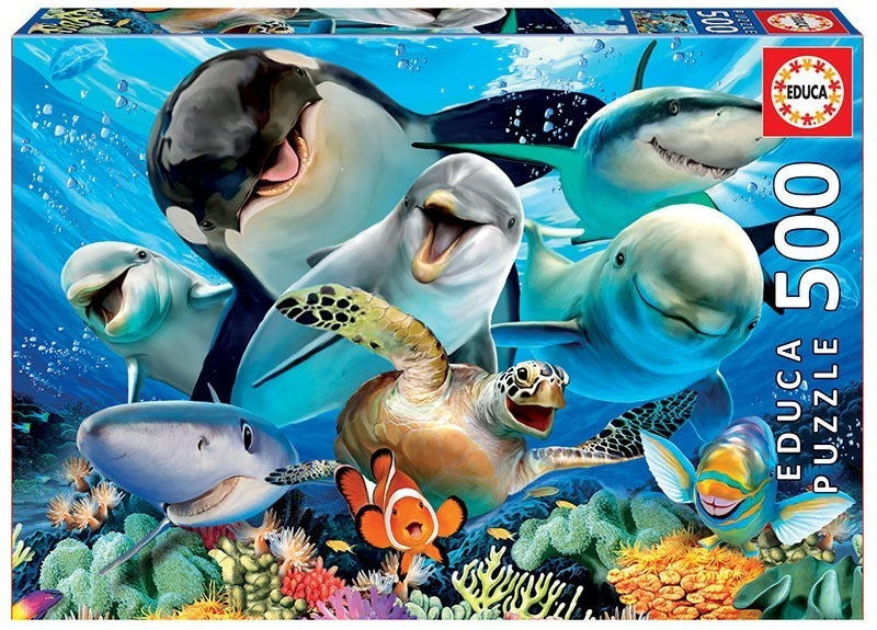 Rompecabezas Educa 500 Piezas Selfie Bajo El Agua Animales Cartón