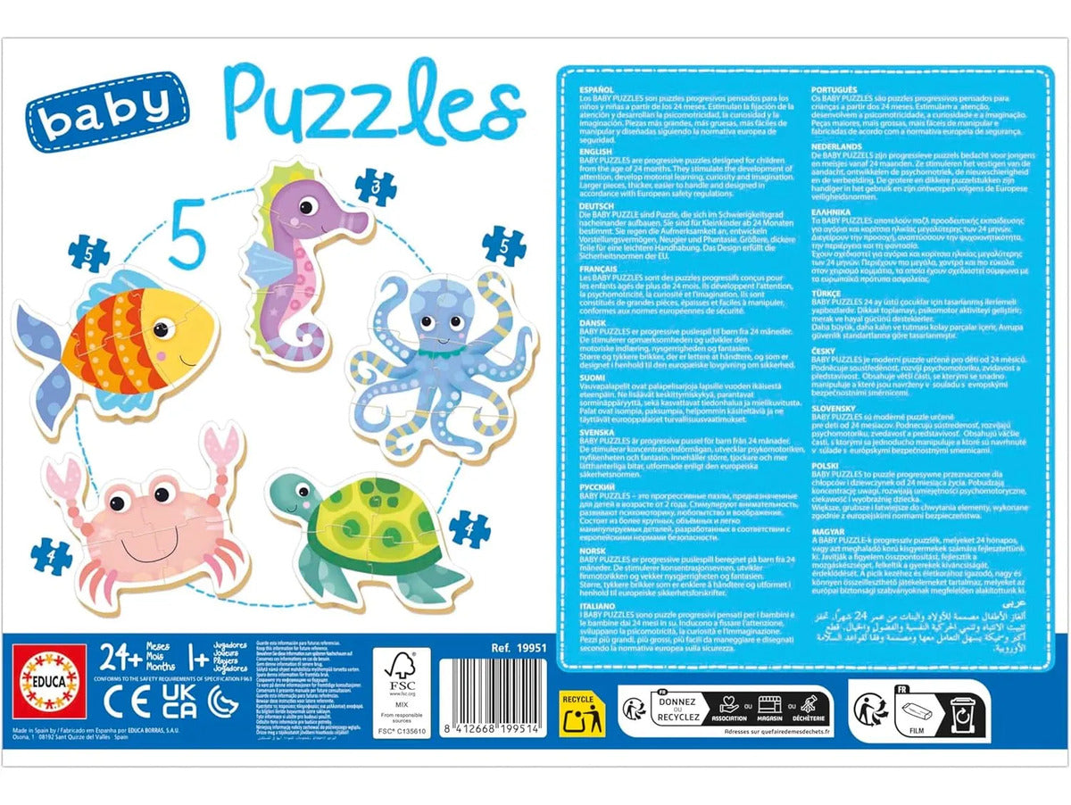 Rompecabezas Progresivo Baby Puzzle Animales Acuáticos Educa