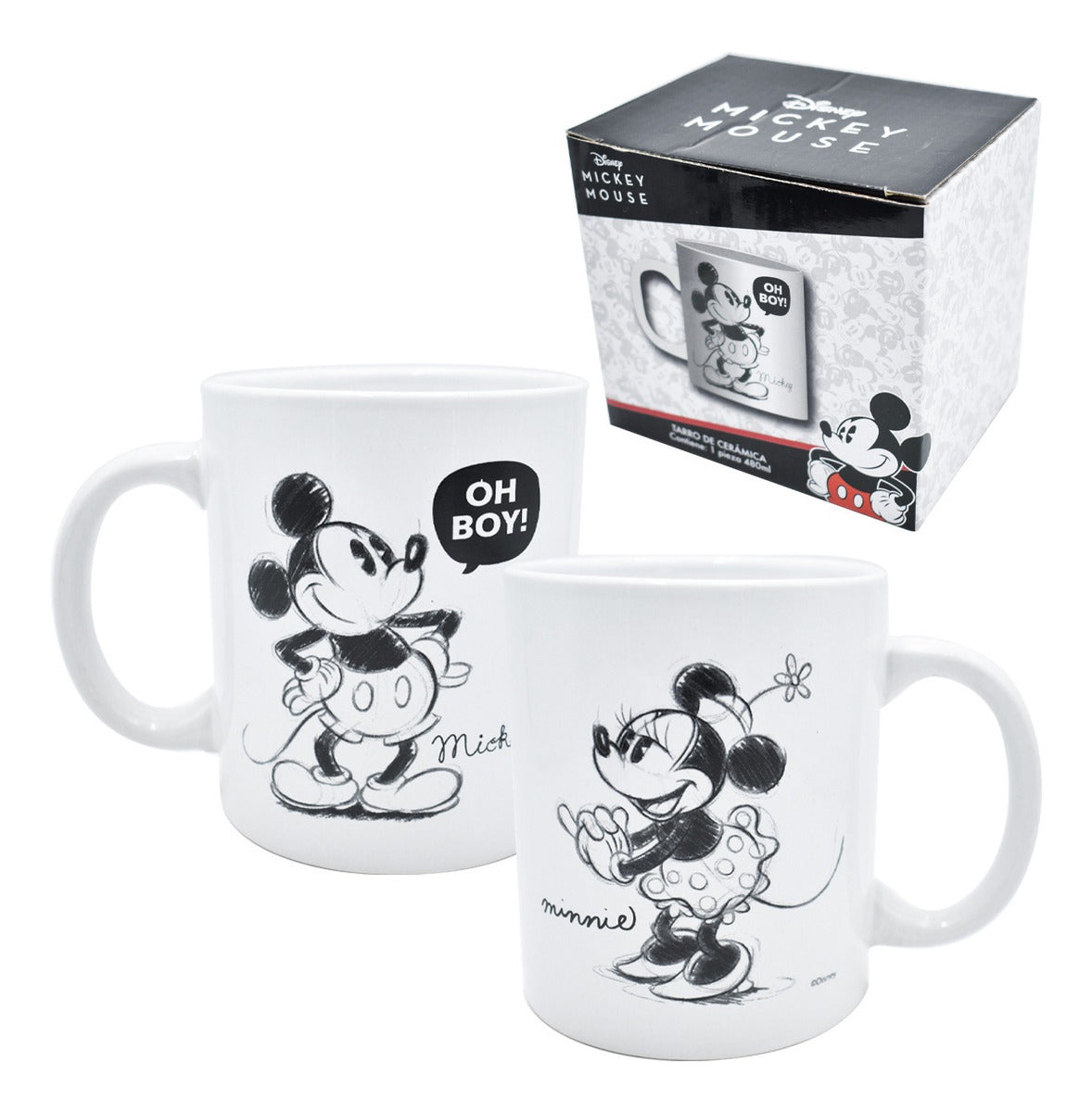 Taza Grande Cafe Disney Mickey Minnie 480ml Cerámica Blanco Festive Cheer