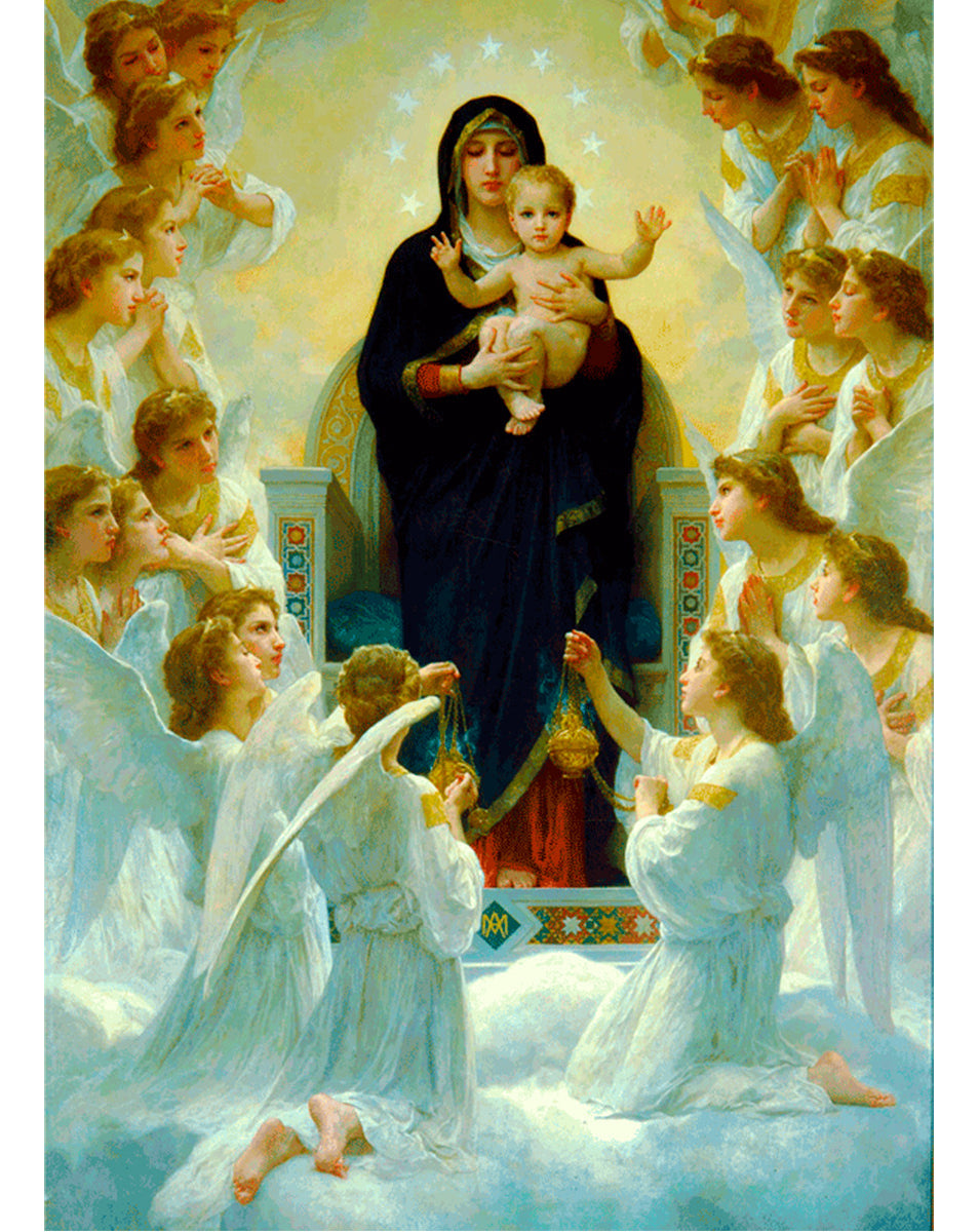 Rompecabezas Arte Virgen Con Ángeles 1000 Piezas