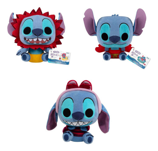 Peluches Funko Stitch Disfraz Sebastian, Simba, Gato 3 Pzs