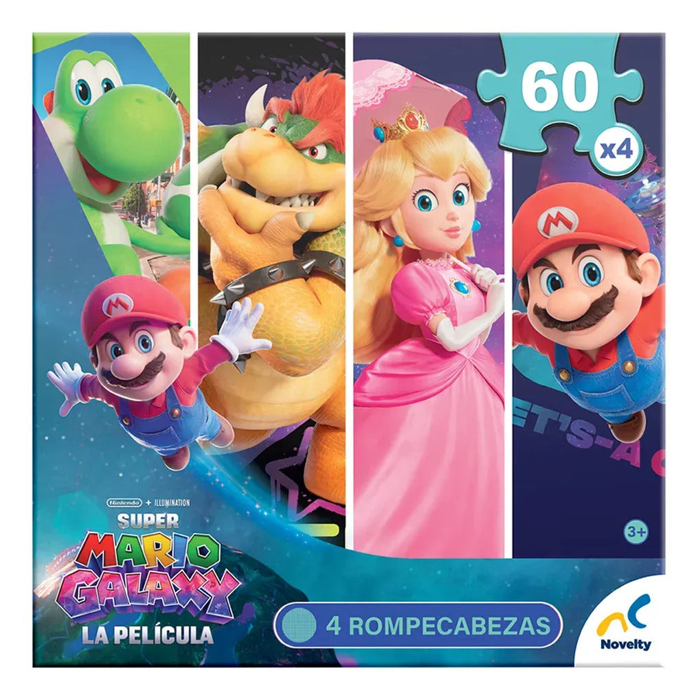 Rompecabezas Nintendo Super Mario La Película 4 En 1 60 Piezas 3+ Años 28x38 Cm Juguete Infantil Regalo Niños