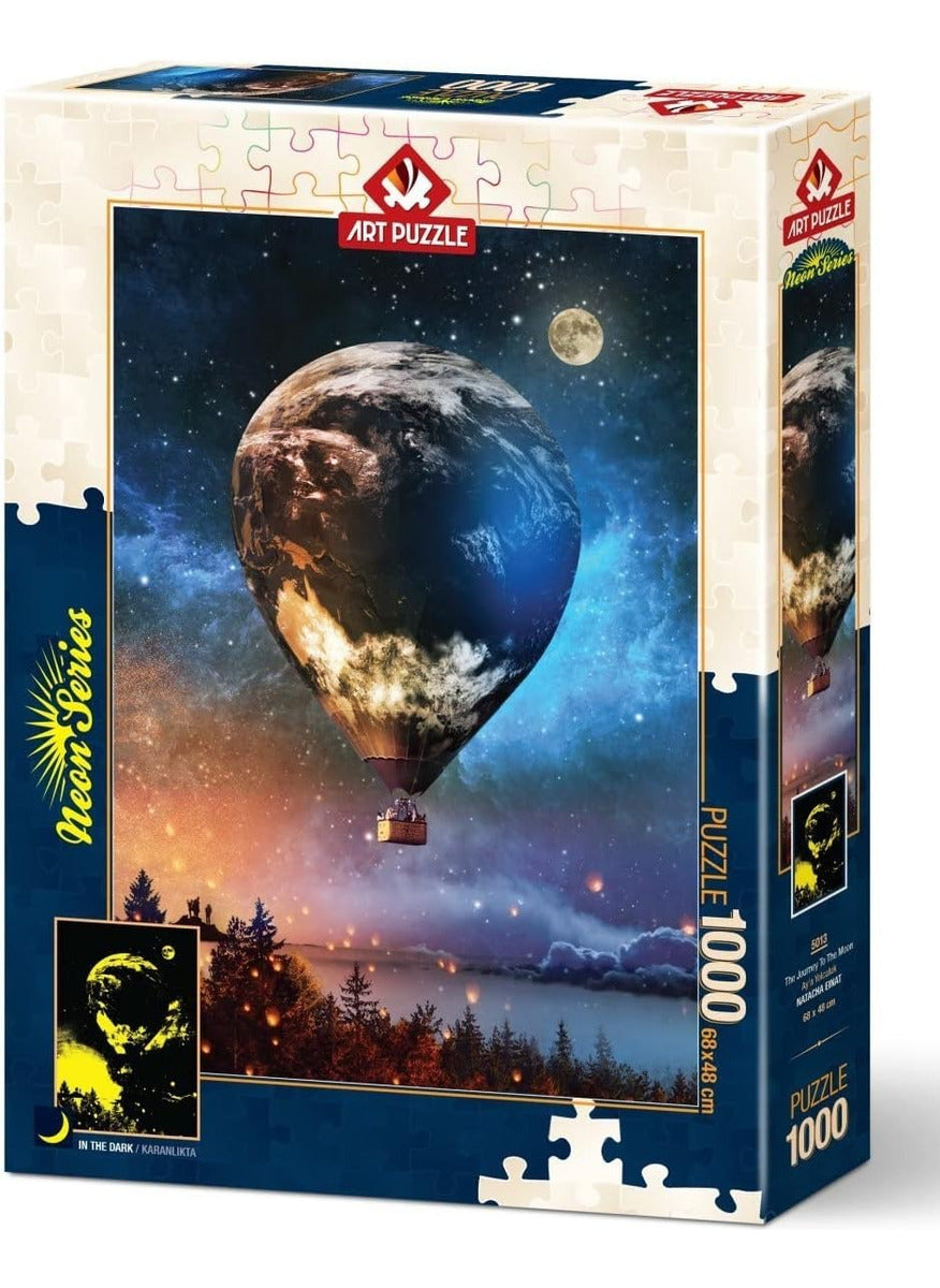 Viaje En Globo A La Luna Neón Art Puzzle 1000 Piezas 5013