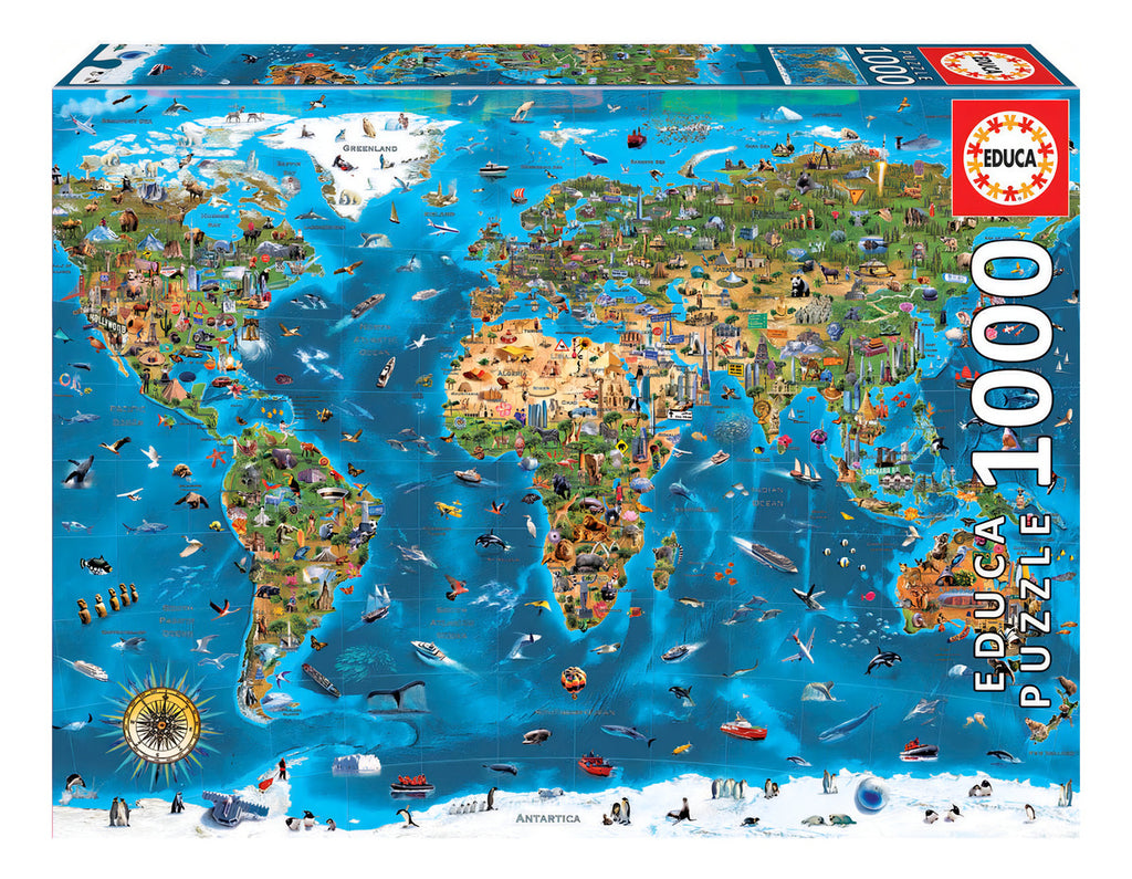 Rompecabezas Mapa Maravillas Mundo Piramide 1000 Pz Educa