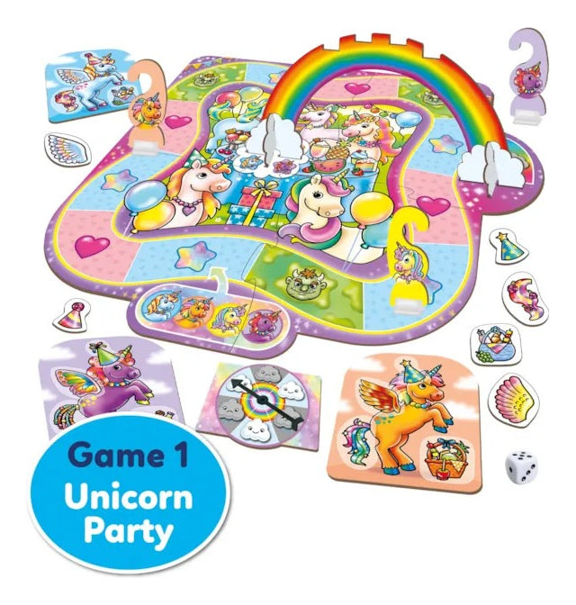 Juego De Mesa 3 En 1 Unicorn Fun! Orchard Toys