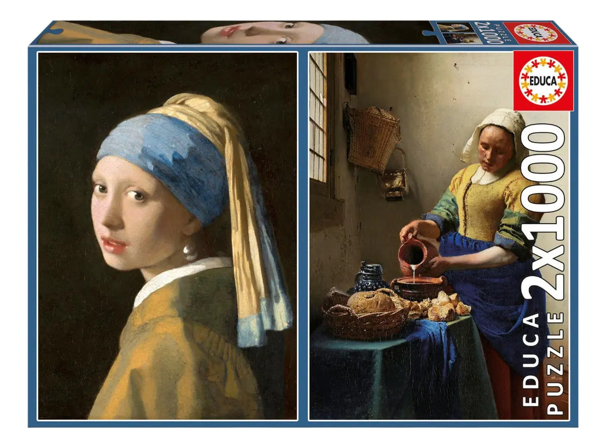 Rompecabezas 2×1000 Joven De La Perla + La Lechera Vermeer