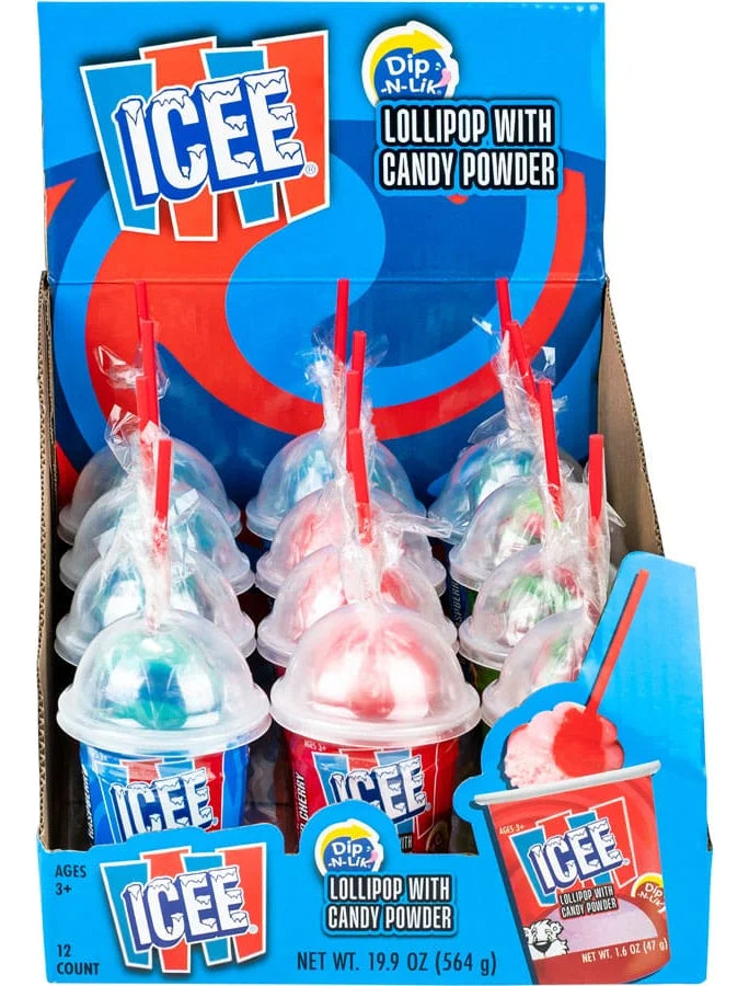 Dulces Icee Dip-n-lik Lollipop & Candy En Display 12 Piezas
