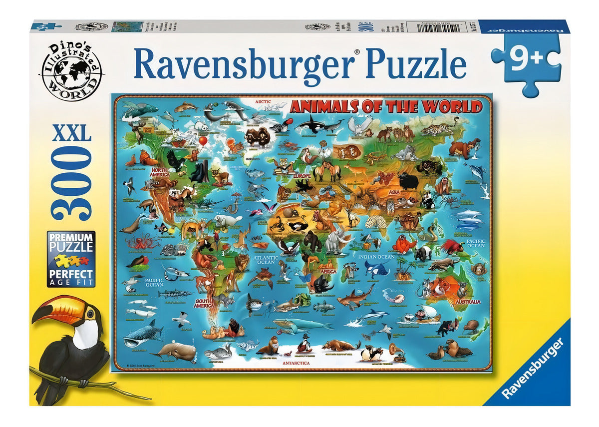 Rompecabezas Ravensburger Mapa Animales Del Mundo 300 Piezas Xxl