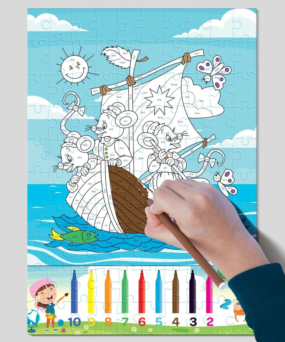 Art Kids Resuelve La División Y Pinta X Números Art Puzzle