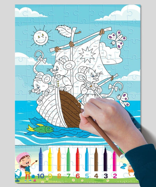 Art Kids Resuelve La División Y Pinta X Números Art Puzzle