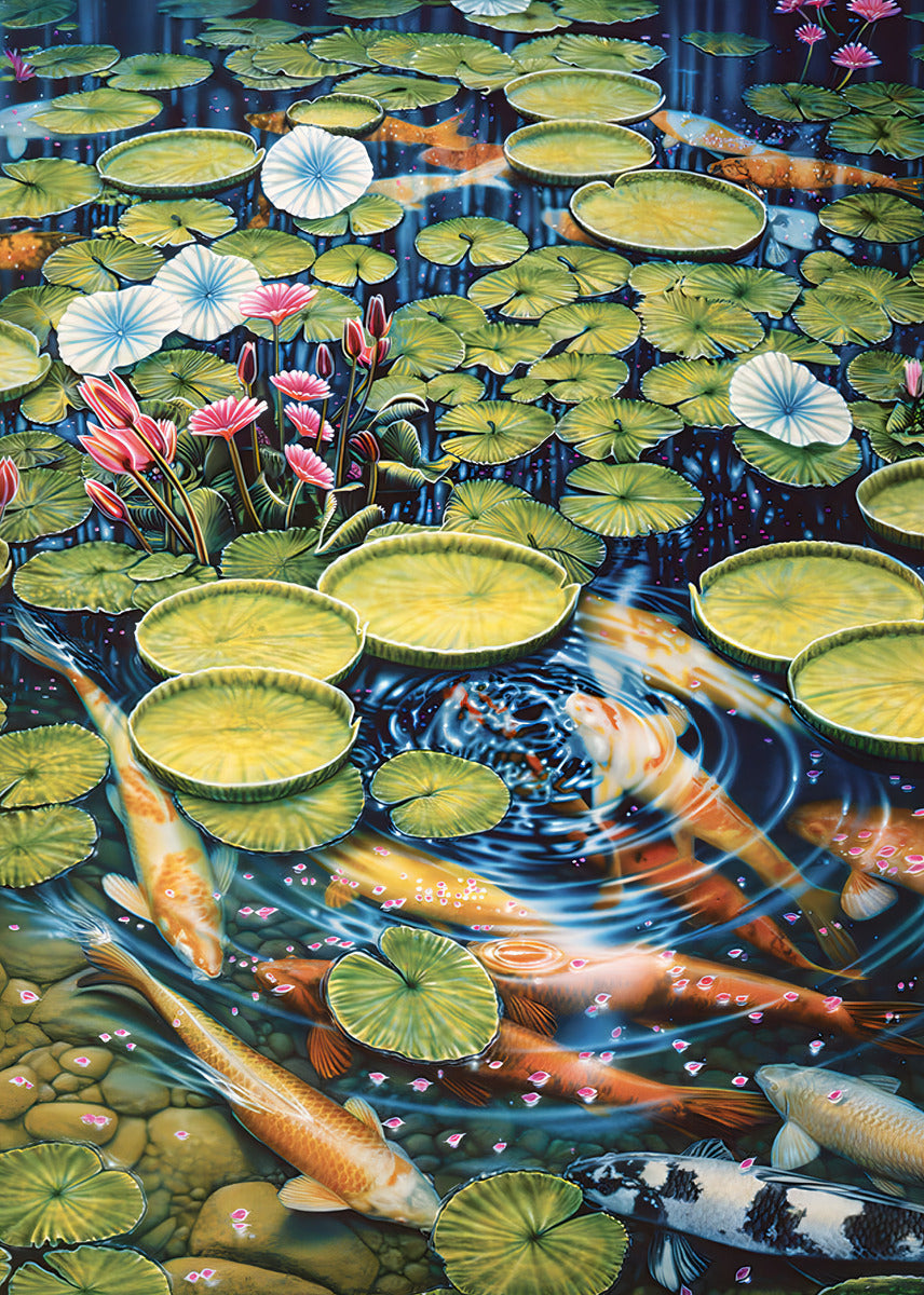 Rompecabezas Peces Koi 1000 Piezas Cobble Hill Paisaje Japonés