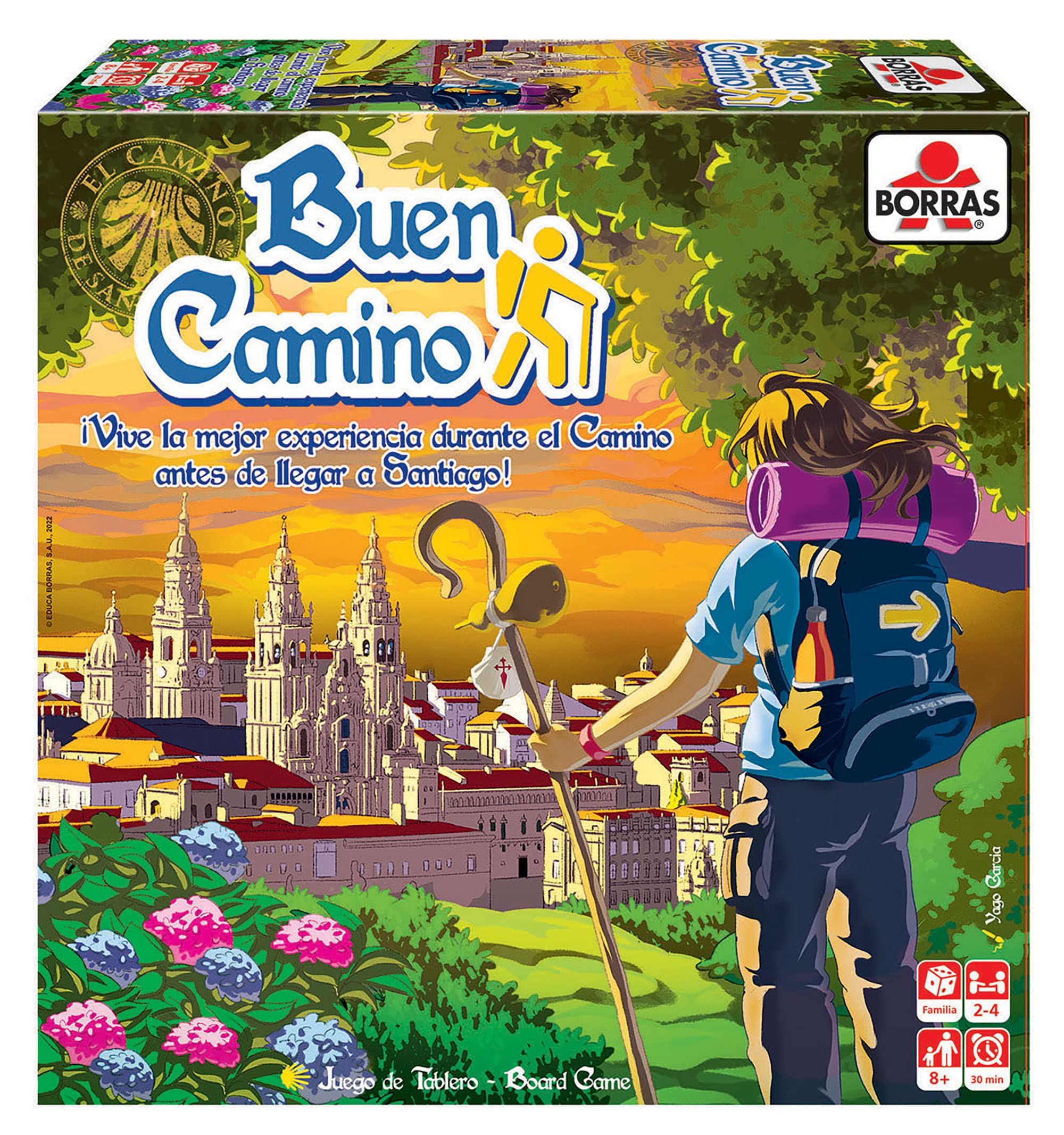 Borras - Juego Tablero Buen Camino - Consigue Cartas de Personas, Lugares y gastronomía y llega a la Catedral con Todos los Sellos para ser el Ganador con más Experiencia - a Partir de 8 años (19331)