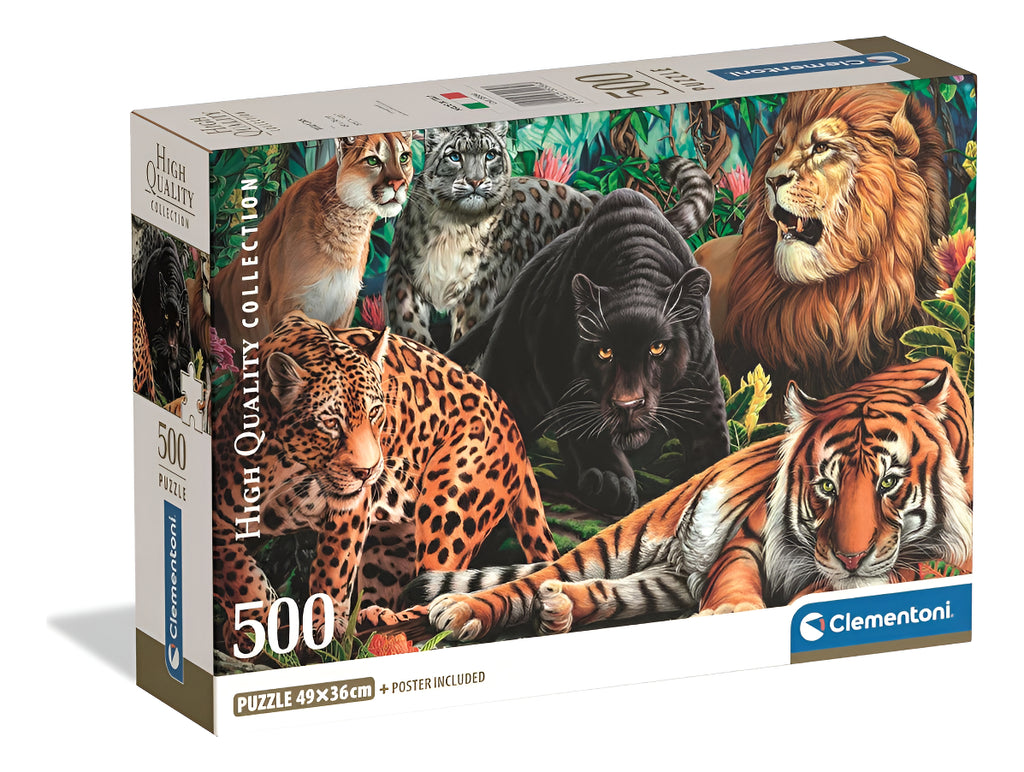 Rompecabezas Clementoni Felinos Gatos Salvajes Compact 500 P