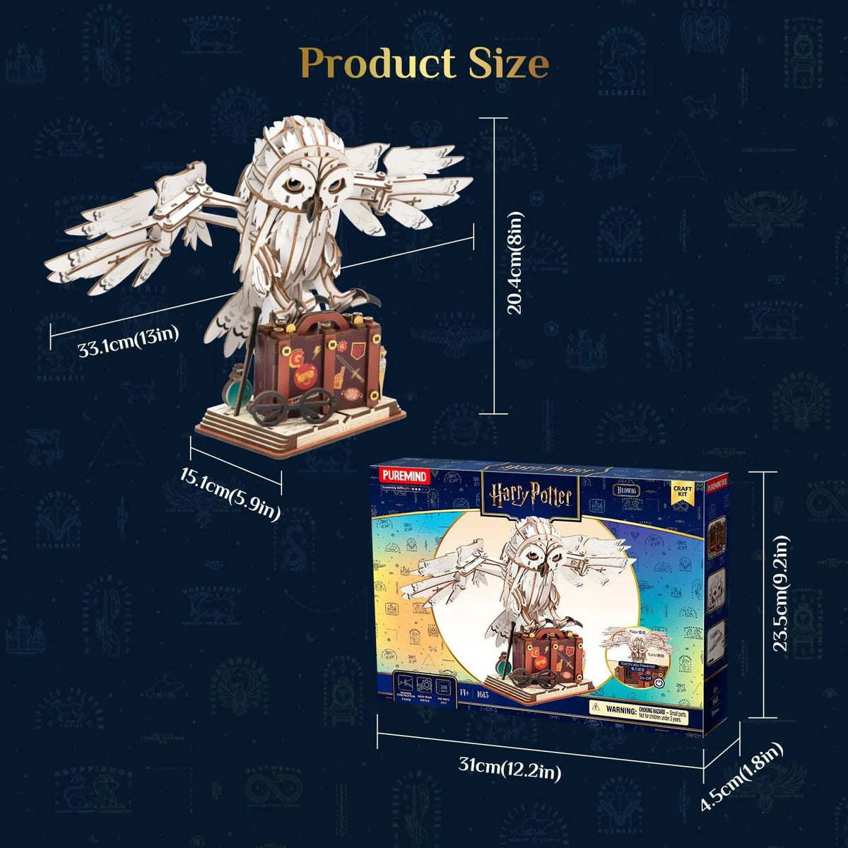 Puremind Rompecabezas Madera 3d Búho Hedwig Harry Potter