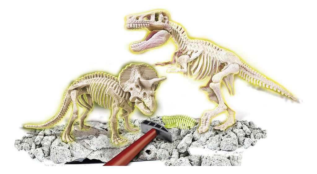 Juego Arqueologo Trex Y Triceratopo Fluo