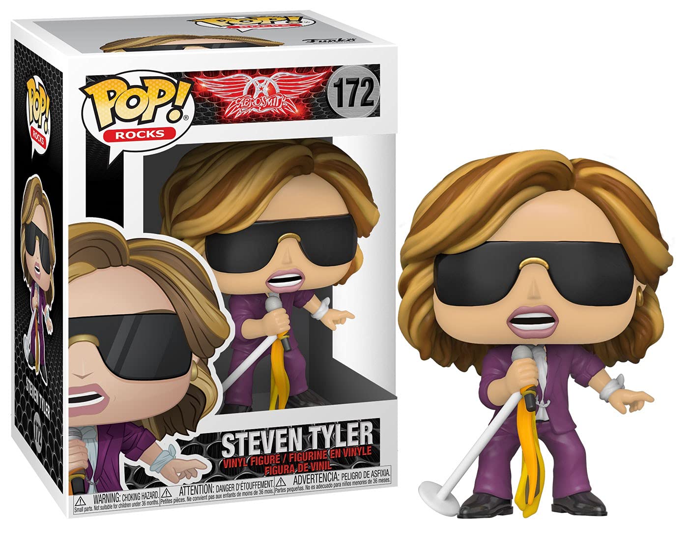 Funko Pop! Rocks - Aerosmith Figurina de Colección Steven Tyler, 10″, Color Multicolor, Paquete de 1