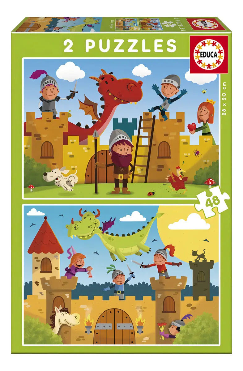 Rompecabezas Infantil 2x48 Piezas Dragones Caballeros Educa Borras