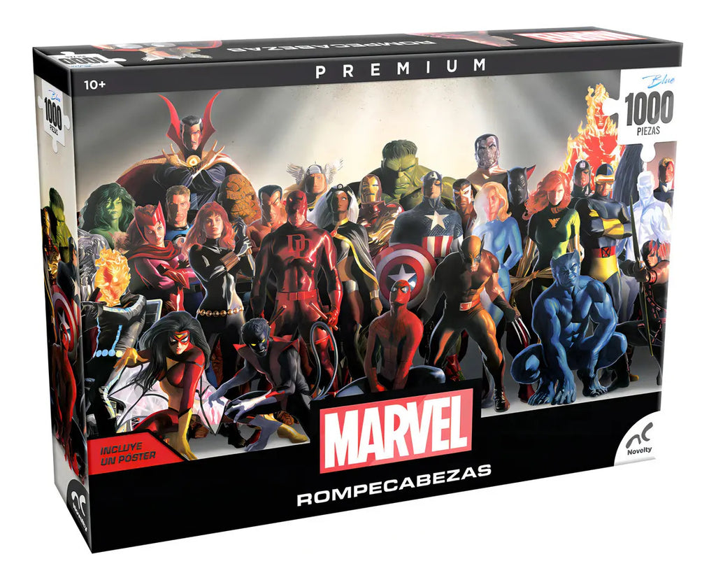 Kit Marvel: 1 Rompecabezas Premium + 1 Juego Topia + 1 Rompecabezas Spiderman + 1 Juego Trivia