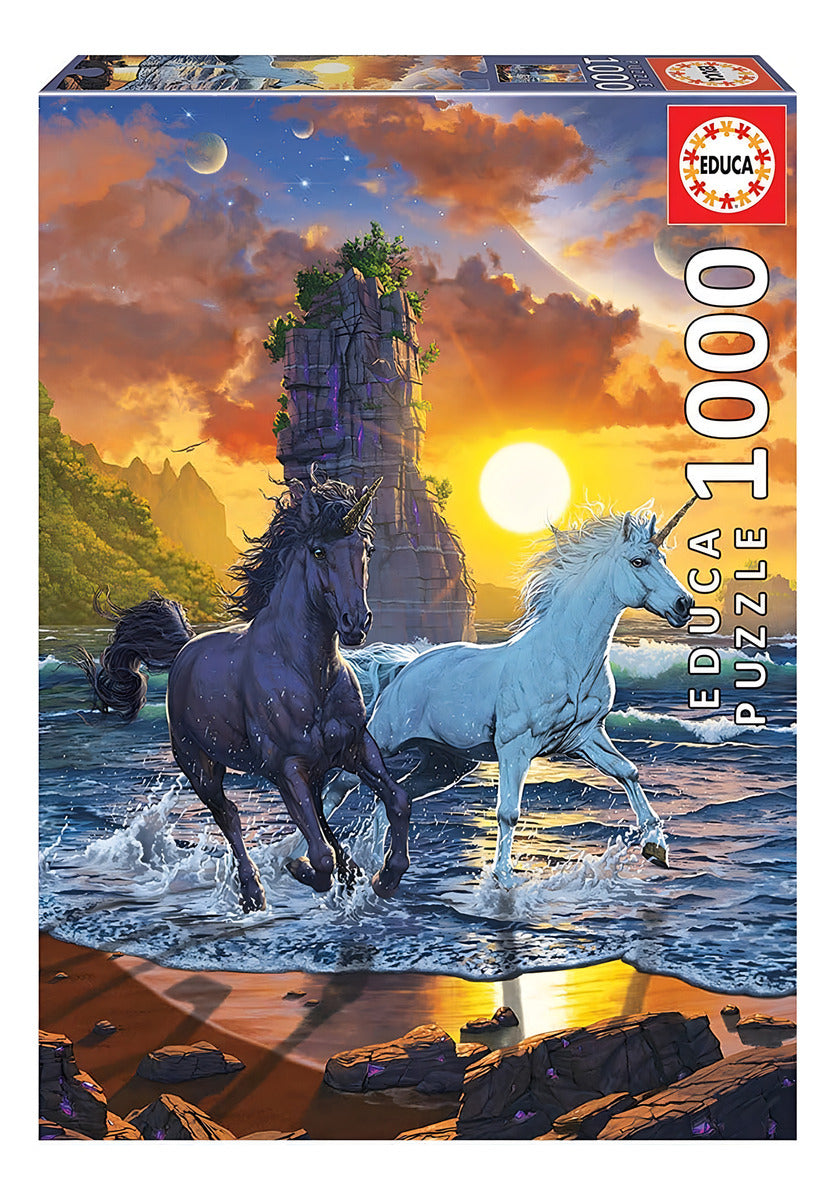 Rompecabezas Educa 1000 Piezas Unicornios En La Playa Paisaje 68x48cm