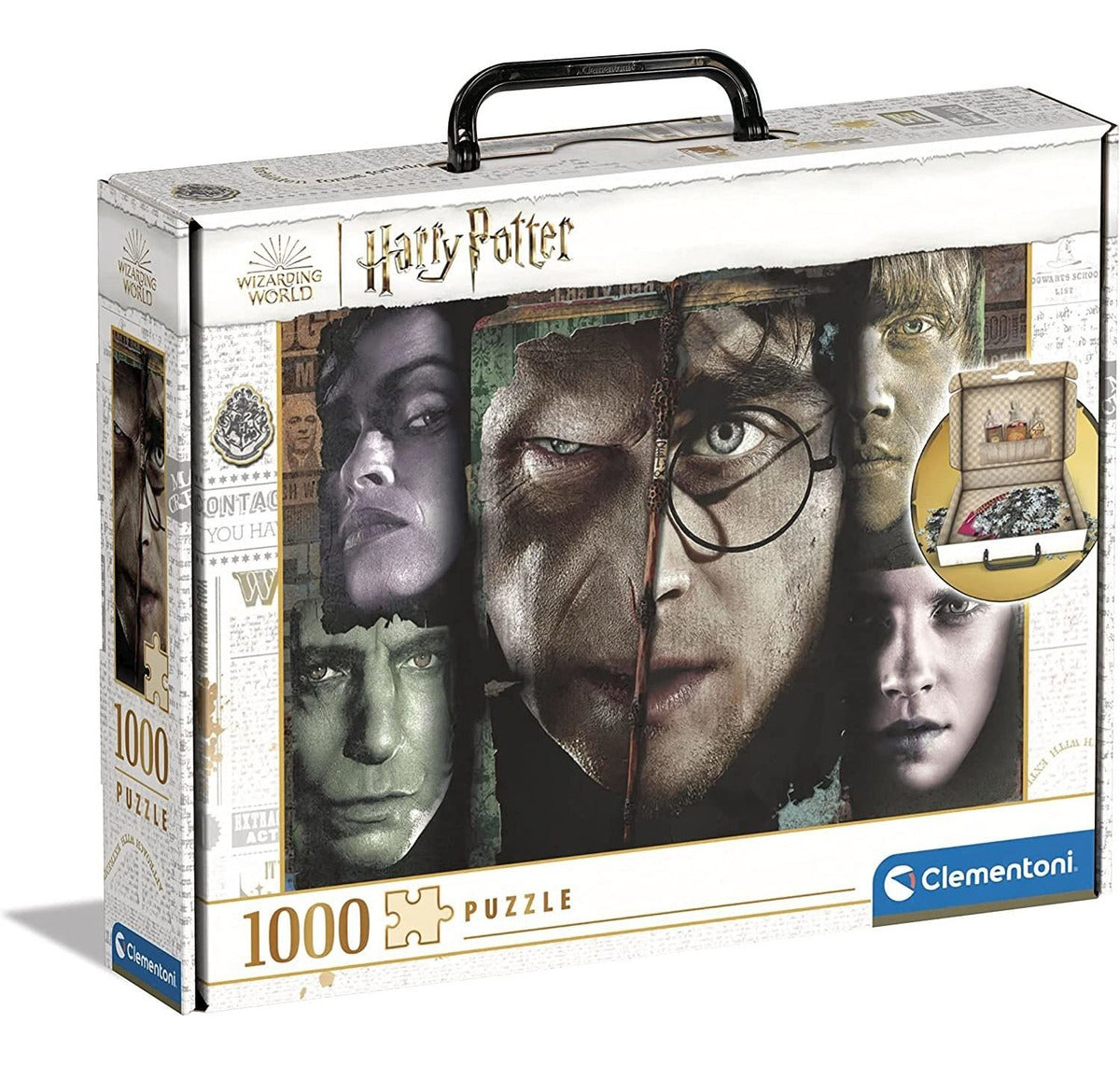 Rompecabezas Harry Potter Maletin Caras 1000 Pz Clementoni Italia Voldemort Ron Hermione Severu Snape Bellatrix Lestrange Malfoy Retratos