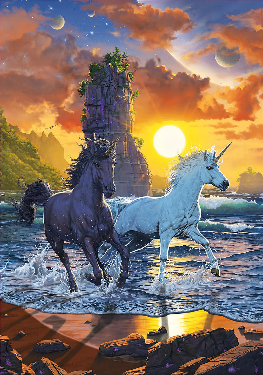 Rompecabezas Educa 1000 Piezas Unicornios En La Playa Paisaje 68x48cm