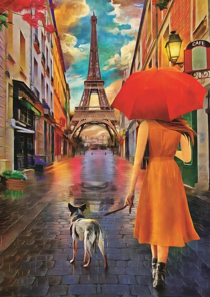 Rompecabezas 500 Piezas Arte Paseo Bajo La Lluvia París Art Puzzle
