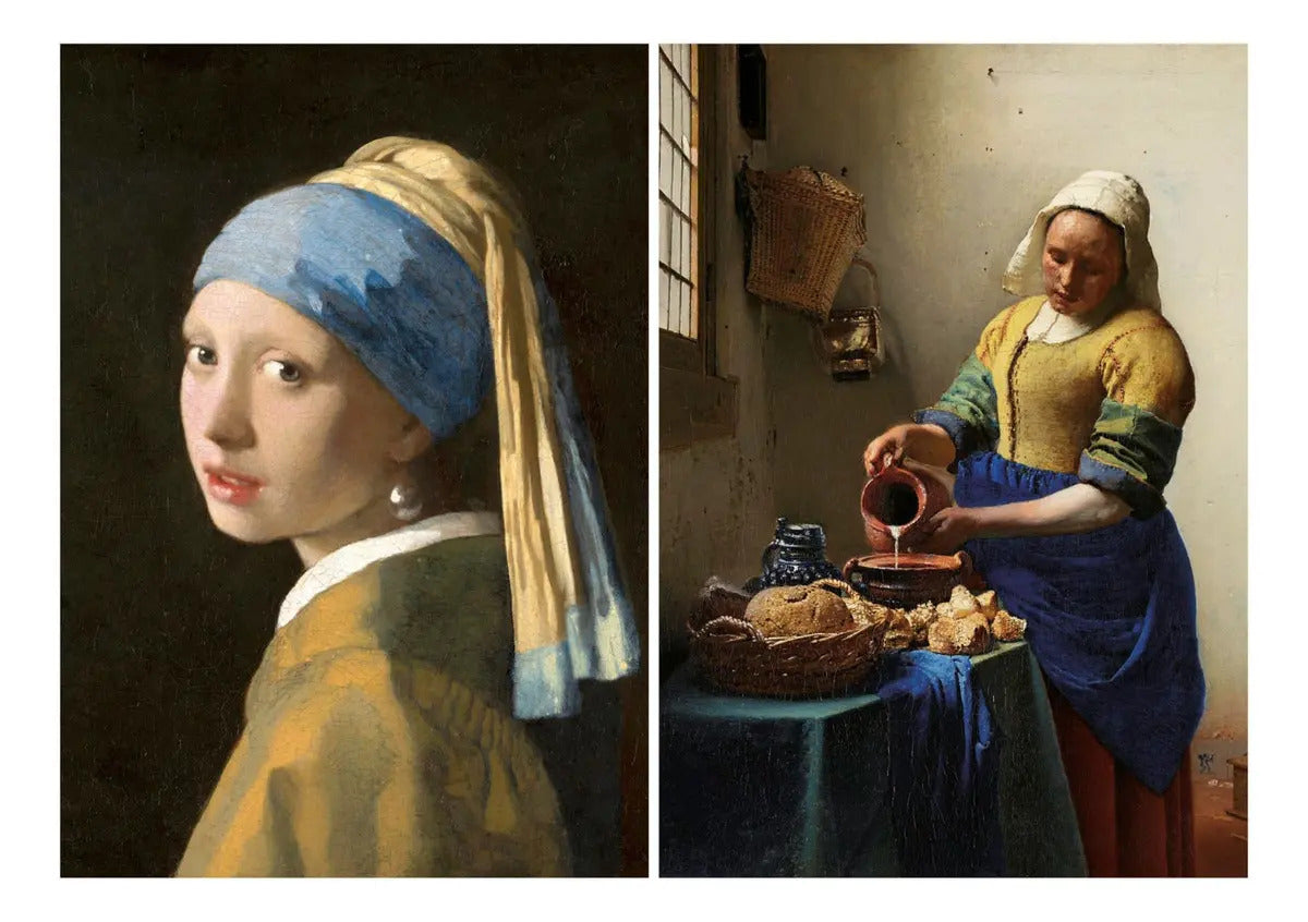 Rompecabezas 2×1000 Joven De La Perla + La Lechera Vermeer