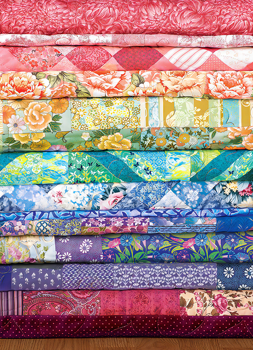 Rompecabezas Suave Arcoiris De Edredones 1000 Piezas Cobble Hill Puzzles Colores Y Textiles Colchas Quilt