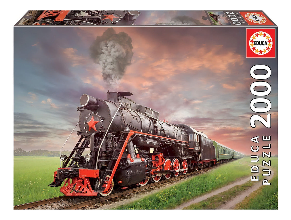Rompecabezas 2000 Piezas Locomotora Vapor Educa Borras Cartón Paisaje