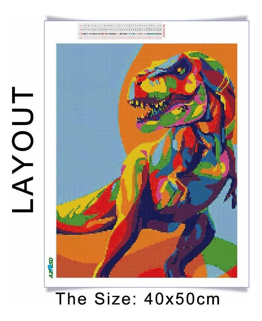 Lienzo Kit Pintura Diamantes Tyranosaurius Rex Grupo Educar